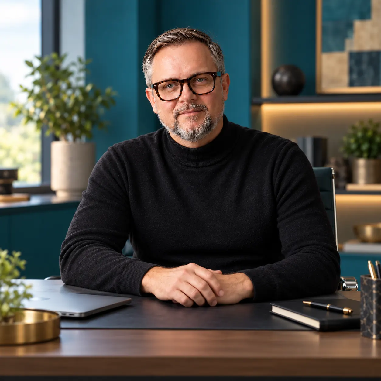 Johann Strobl, Commercial Leader und Berater, an seinem Schreibtisch